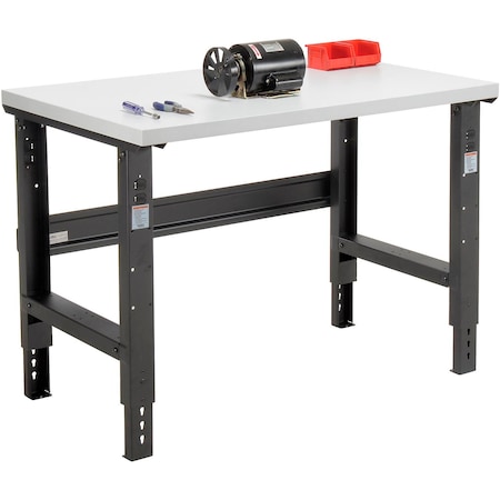 Global Industrial Adjustable Height Workbench, 48 x 30in, Laminate Square Edge, Black 319075